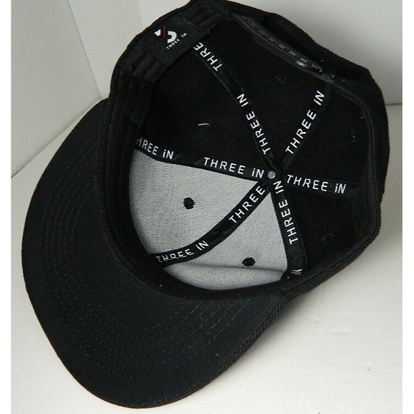 Three In Cap Adjustable Snapback Black with Red & Black Symbol NWT OSFA - Picture 7 of 8